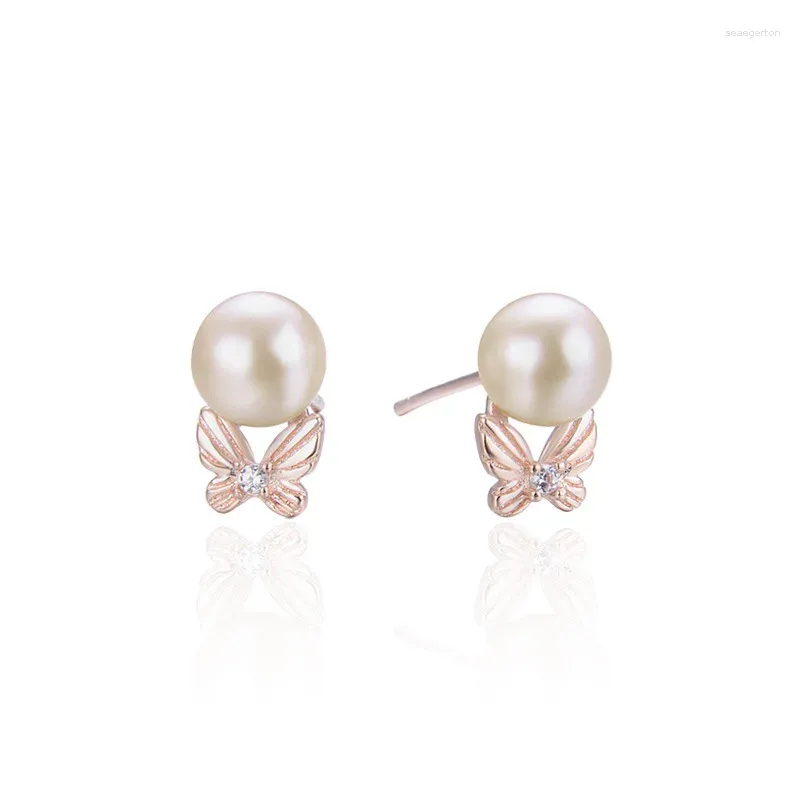 Boucles d'oreilles en argent pur S925, petites perles fraîches incrustées, crochet d'oreille, vente en gros pour femmes, LB128