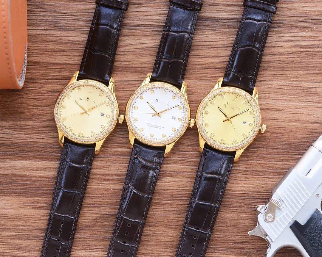 Designer Watches Boutique herenhorloge met echte koeienhuid band, mechanisch uurwerk, saffierglas