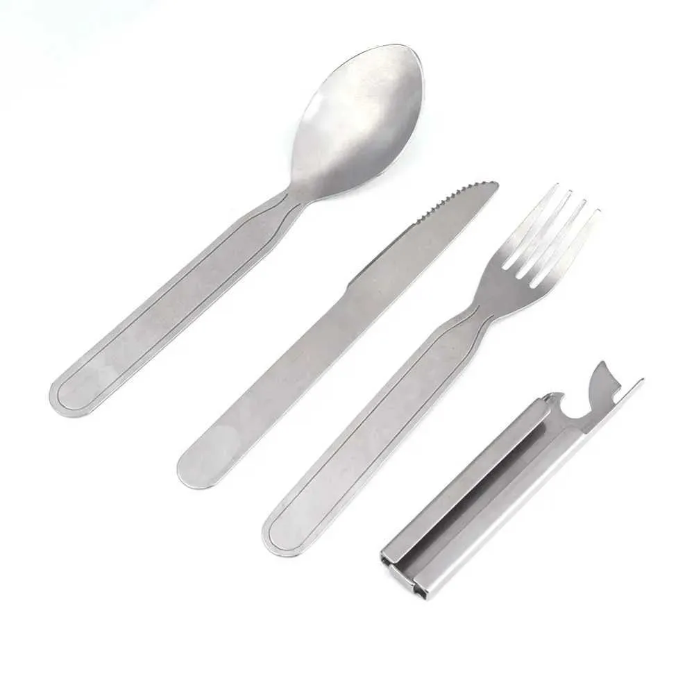 Kamp Mutfak Açık Sofra Takımı 4pcs Set Piknik Yolculuk Kamp Yürüyüş Çatal Teşer Muteserleri Taşınabilir Açık Yemek Takımı Set Bıçak Çatal ve Kaşık YQ240123