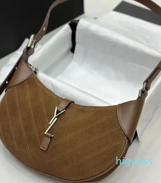 2024 Vintage en cuir véritable demi-lune sac à bandoulière femmes hommes designers daim hobo sac sous les bras sac à main de luxe sac à main sac à main bandoulière sacs fourre-tout