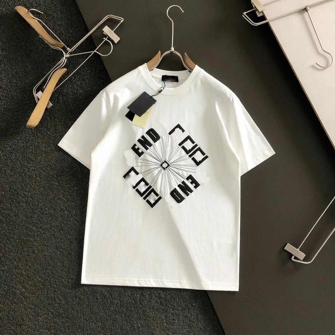 Sommar ny mäns t-shirt enkel herr rund hals casual geometriska mönster ren bomull kort ärm mode trend brev t-shirt halva ärm grossistkläder