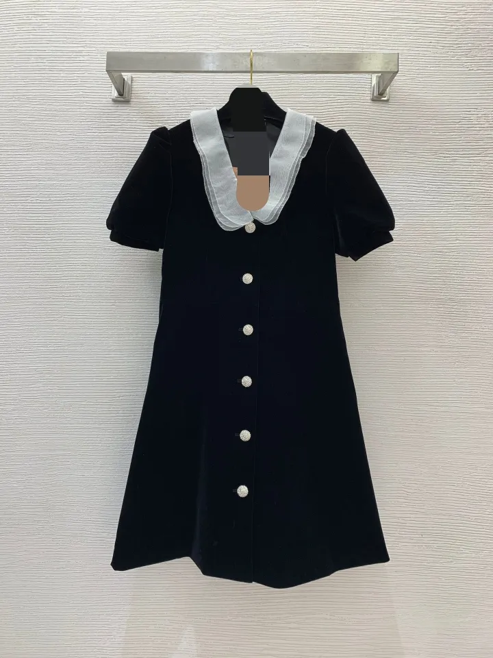 10061 XL 2024 Runway Dress SPring Summer Dress Crew Neck Black Brand Same Style Womens Dress Fashion High Quality weiniG24012286