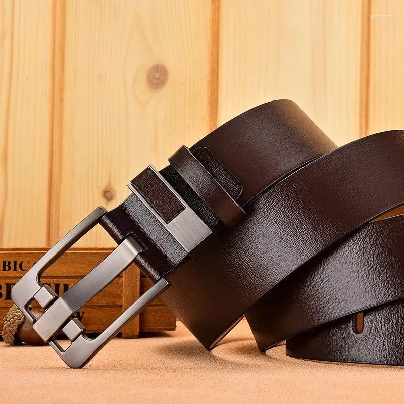 Belts 2024 Cow Genuine Leather Luxury Strap Male For Men Large Plus Size 140 150 160cm Vintage Pin Buckle Belt High Qua