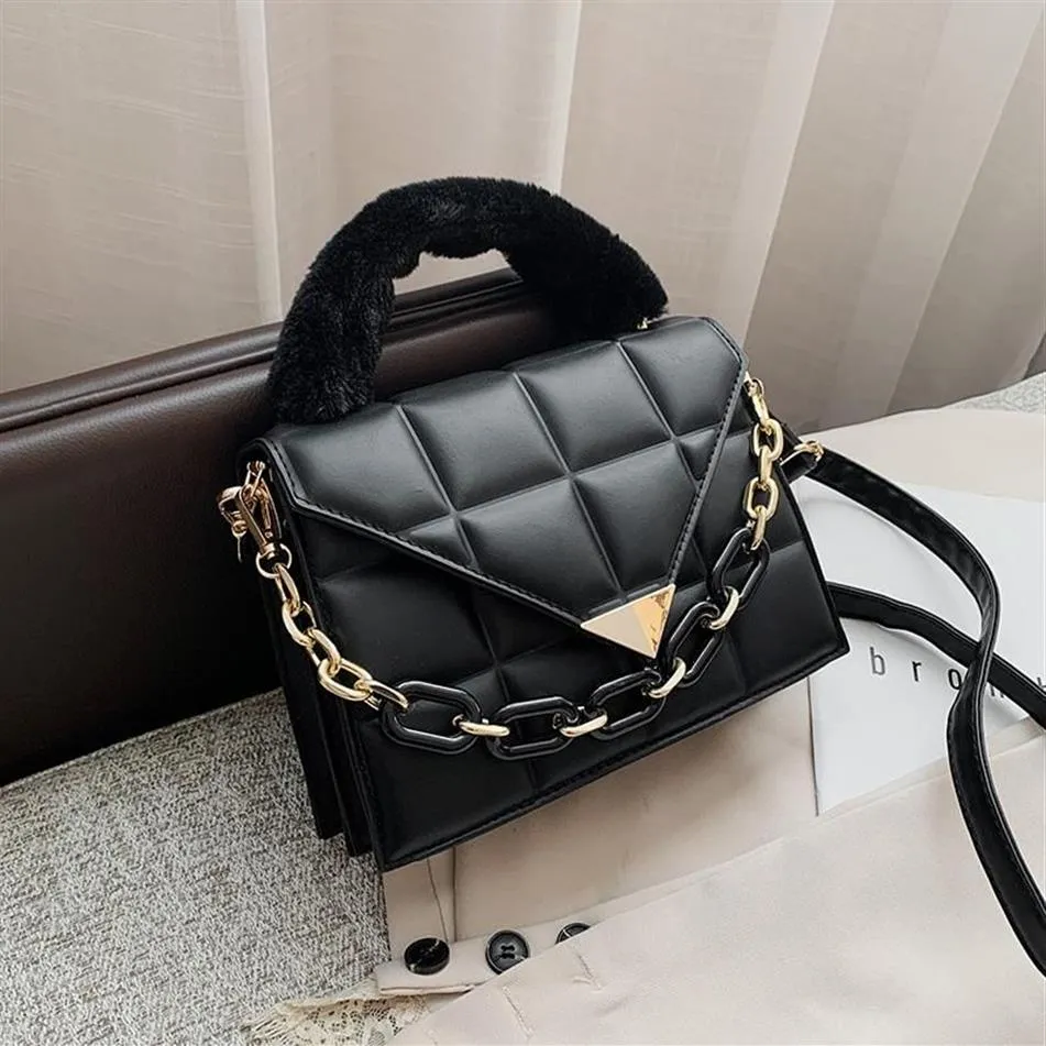 Shoulder Bags Women Pu Leather Handbags High Quality Ladies Small Messenger Fashion Female Faux Fur Handle Tote Crossbody Bag266z