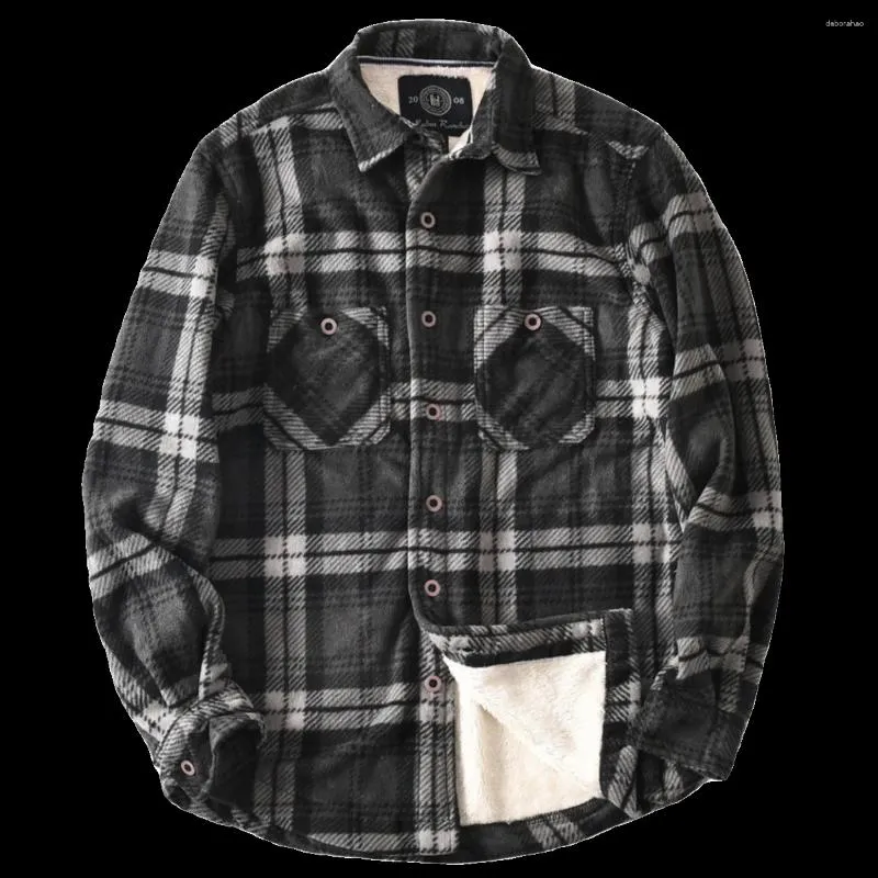 Camicie casual da uomo Camicia Giacca in flanella Plaid vintage imbottito addensato caldo abbigliamento da lavoro manica lunga da uomo invernale