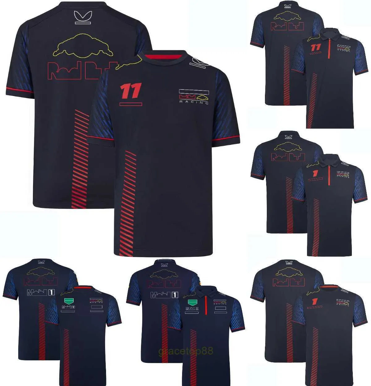 男子と女性の新しいTシャツF1 F1ポロ服トップチームレーシングスーツ11ドライバーファントップジャージーモトモーターサイクル66R5