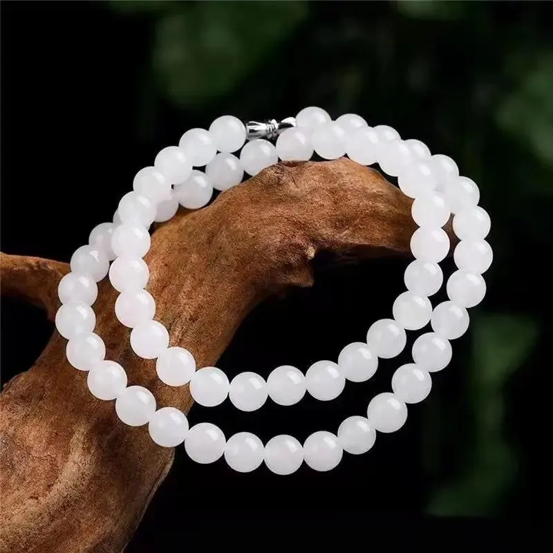 Pendants Perfect Holiday Gifts Chain Natural White Jade Beaded Necklace Fine Jewelry Real Chinese Boutique Pendant Accessories