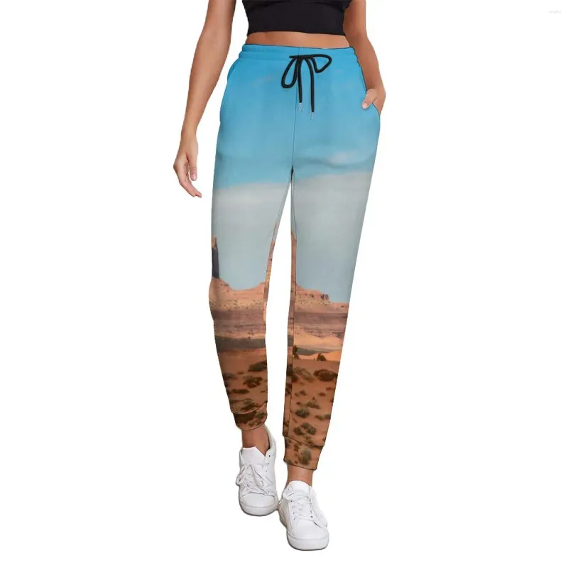 Women's Pants Western Desert Jogger Woman Blue Sky Print Streetwear Sweatpants Spring Vintage Design Byxor stor storlek 3xl