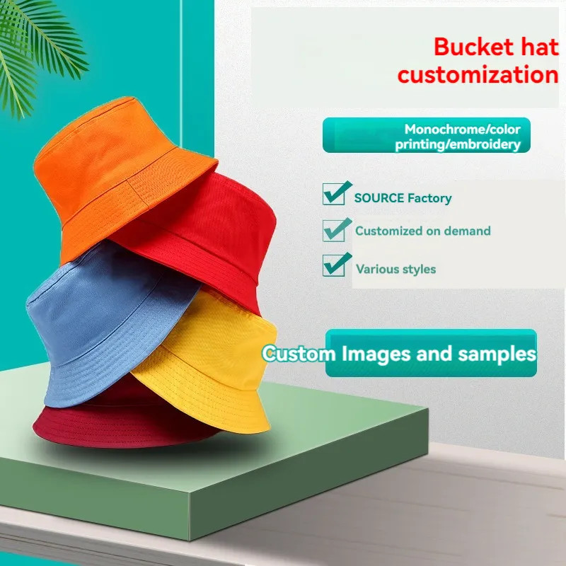 Sombreros de cubo con bordado personalizado, Logo impreso, mujeres, hombres, niños, tallas para niños, todos los colores disponibles, gorra de verano, sombreros de pesca para sol y playa