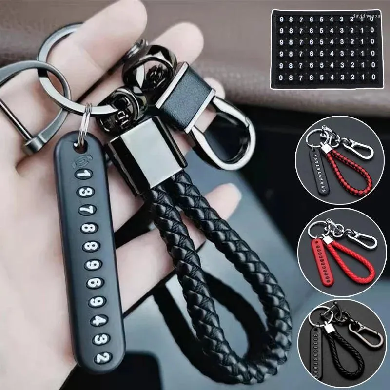 Porte-clés hommes Anti-perte numéro de téléphone carte mousqueton porte-clés corde tressée clé pendentif anneaux porte-clés pour Auto maison clés chaînes