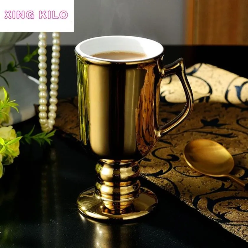 XING KILO Tazza di caffè d'oro irlandese Tazza di ceramica dorata nordica Tazza d'oro della corte reale Regalo di Natale regalo di festa T191024281z