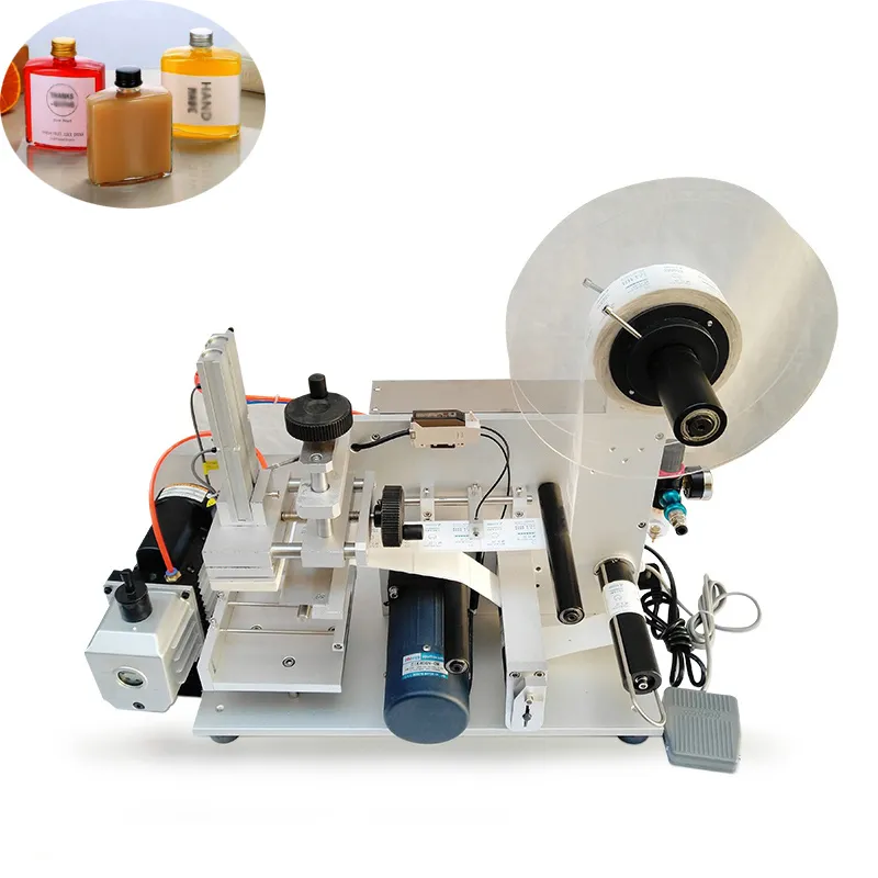 Aplicador de etiqueta semiautomático de mesa, máquina de rotulagem de garrafas redondas para fabricação de etiquetas adesivas