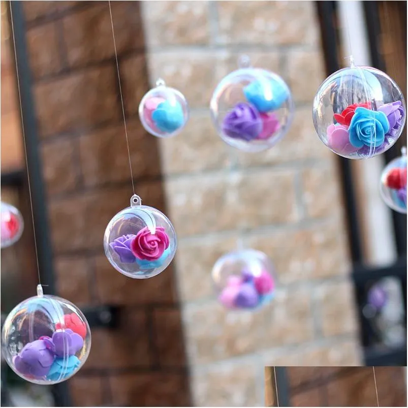 Decorazioni natalizie 75pcs 4/5 cm Design romantico Sfera trasparente può aprire la plastica trasparente drop drop drop drop drop drop drop drop home ga dh7nj