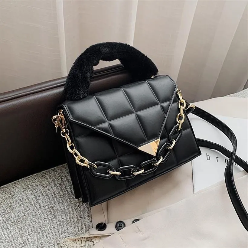 Shoulder Bags Women Pu Leather Handbags High Quality Ladies Small Messenger Fashion Female Faux Fur Handle Tote Crossbody Bag256b