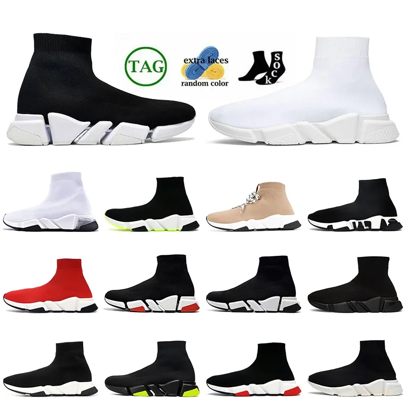 Vitesses de luxe 2.0 Femmes Hommes Designer Casual Chaussettes Chaussures OG Caoutchouc Rouge Blanc Noir Baskets Bas Baskets Plateforme Mocassins Tricot Coureurs Top Mode