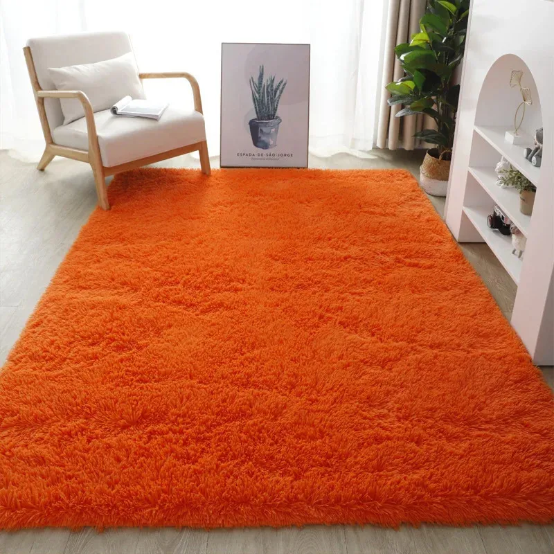 Bubble Kiss Fluffy Orange Plush Mattor och mattor för hemmet vardagsrum tjocka barn mattan raggy gyllene sammet golvmatta 240122
