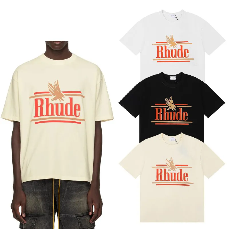 Mens T-shirt Rhude Designer Pure Cotton Tees Street Fashion Casual Couple Matching Short Sleves S-XL