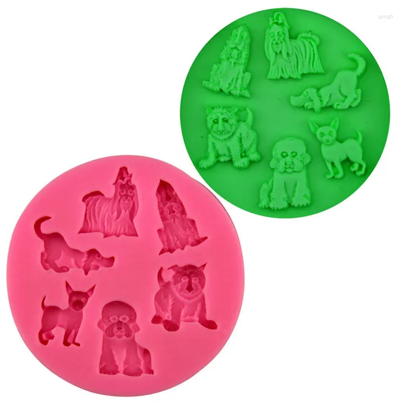 Baking Moulds Six Different Dog Shape Silicone Mold Chocolate Flip Sugar Cake Hand-decorated Drip Adhesive Ornaments