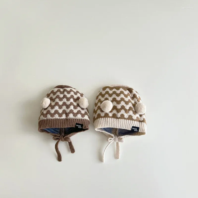 Beralar 48-52cm Bebek Şapkası 2024 Kış Moda Dalgalanma Topu Sıcaklık Kulak Koruma Kızlar Krover Beanie