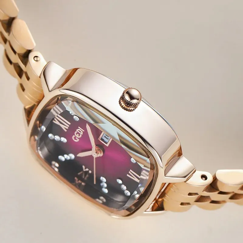 TT_WOMENSカレンダーライト高級高級ステンレス鋼製クォーツ防水時計腕時計