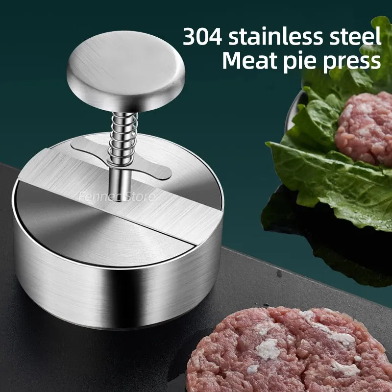 Hamburger Press 304 Stal nierdzewna Non-Stock Meat Burgers Burgers Manual Press Form do grilla Griddle Meat narzędzie 240118