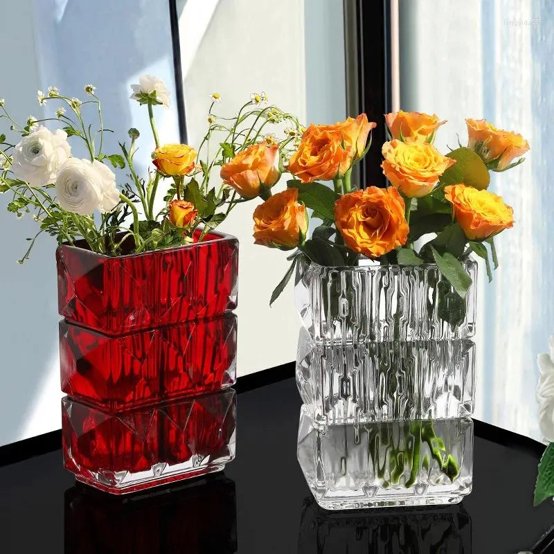 Vaser Clear Crystal Modern Glass Vase for Centerpieces Home Decor Flower Living Room Wedding Ceremony Födelsedagspresenter