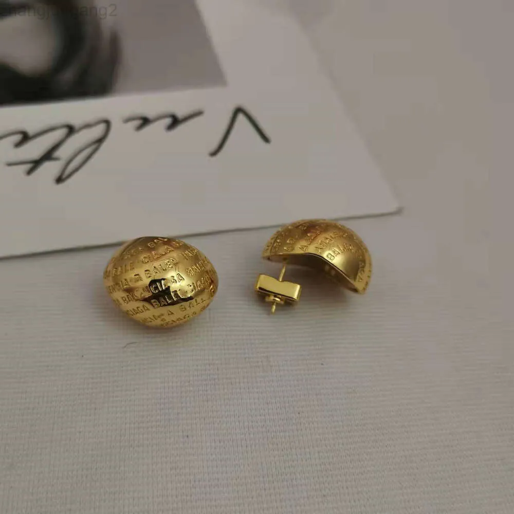 Designer Blenciaga Baleciaga Family b 21 New Style Egg Shaped Letter Ear Studs Female High Quality Gold Plated Geometric Skinny Ball Earrings