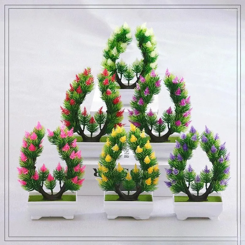 Fiori decorativi Fiore simulato Bonsai Decorazione per ufficio Decorazioni per armadietti per vino artificiali Arte floreale Piante verdi finte Piante in vaso