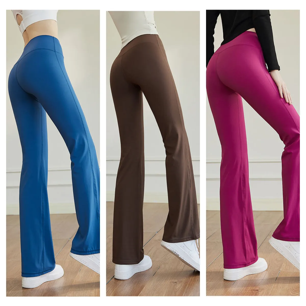 Damen-Trainingshose, Yogahose, schmale Passform, ausgestellte Hose, Outfit, hochelastisch, nackt, Allmatch, modisch, sportlich, Freizeithose für Damen, dünn, Sommer, neuer Stil 0