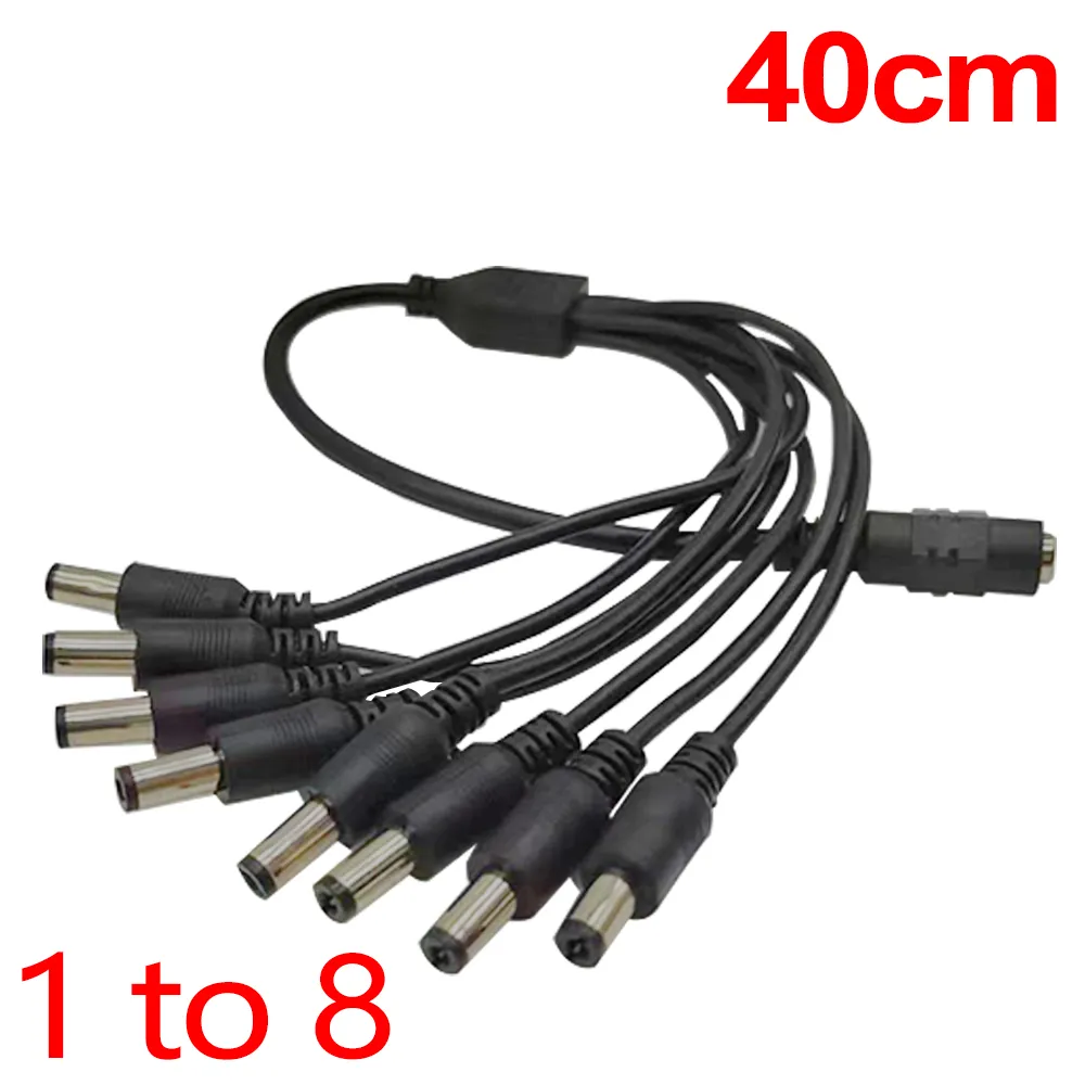 5,5 mm 2,1 mm 1 till 2/3/4/5/6/8 väg DC Power Supply Cable 5V 12V Power Adapter Connector Cable för LED -remsbelysning CCTV -kamera LED -förlängningssladdar