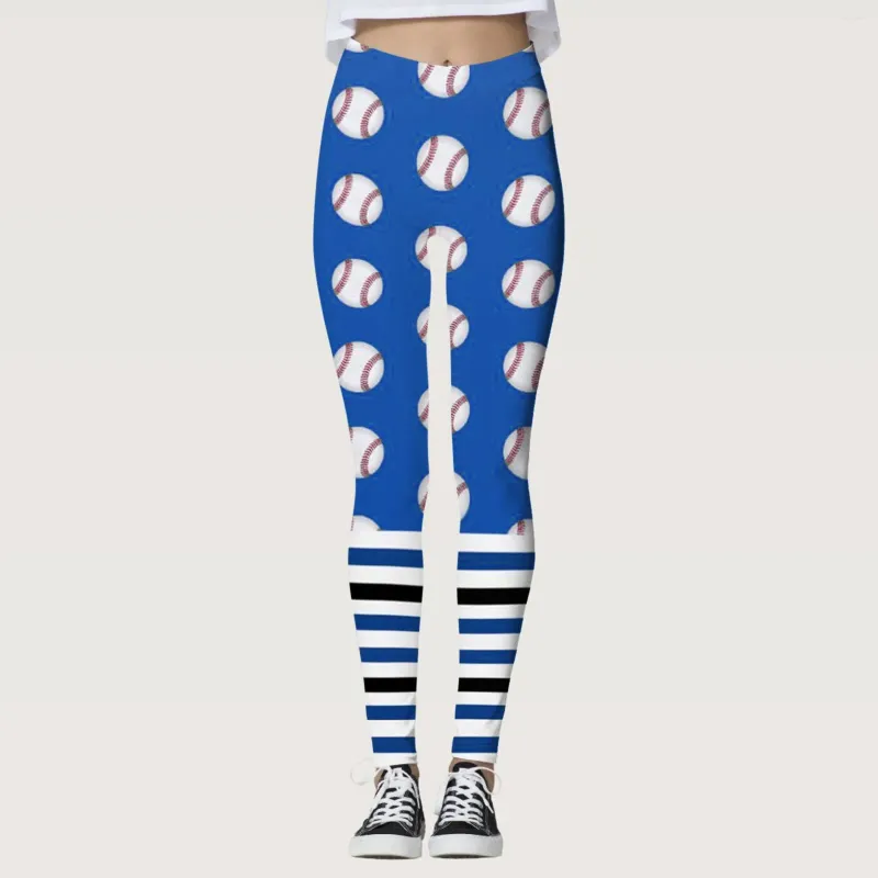 Pantaloni attivi da donna Comodi collant con stampa baseball Leggings Controllo Yoga Sport a vita alta