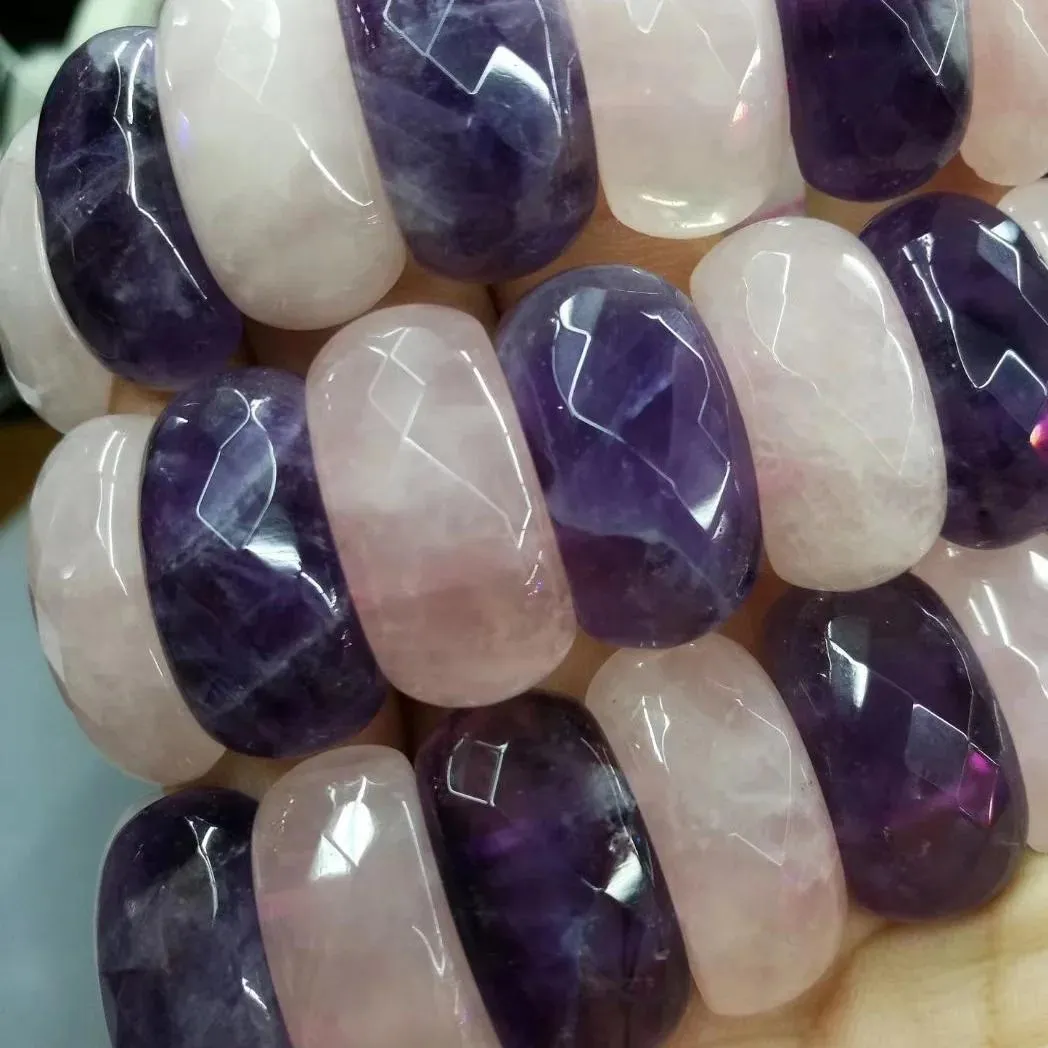 Bangles Amethyst Rose Quartz Beads Armband Natural Gemstone Jewelry Bangle for Woman For Gift Wholesale!