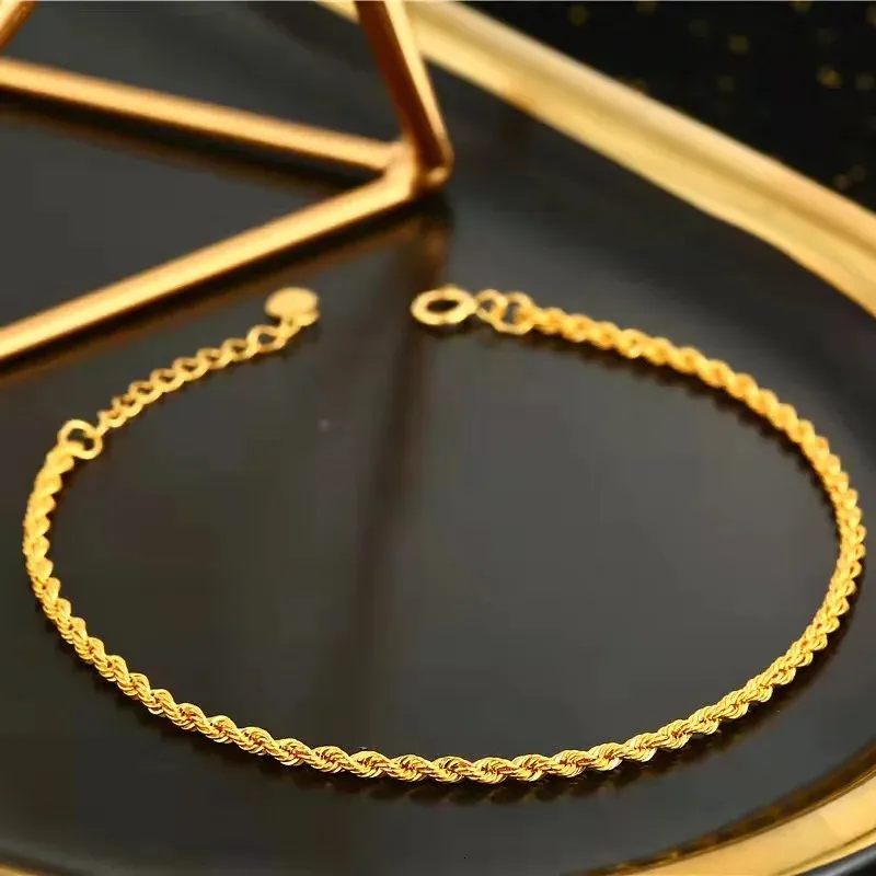 Miqiao fina smycken Real 18K Guld Twisted Chain Armband Solid AU750 Rope Chain Wedding Present For Women BR002 240118