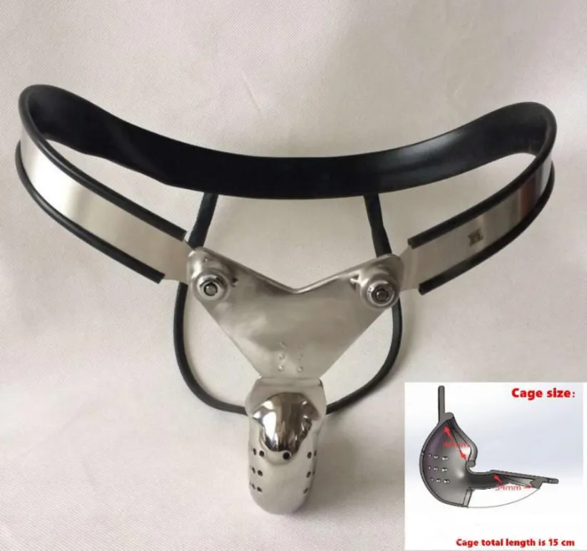 Y-Shaped Stainless Steel Male Chastity Cage Adjustable Curve Waist Belt Pants Full Closed Winding Cock Bdsm Devices Sex Toys For Man377