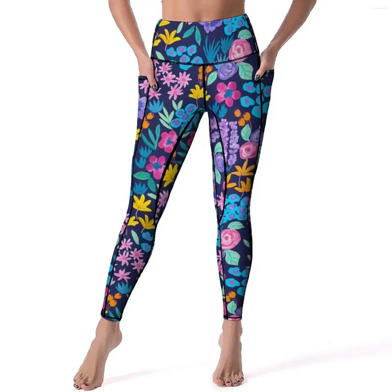 Leggings pour femmes Fleurs lumineuses Pantalons de yoga Sexy Vibrant Floral Pirnt Custom Push Up Fitness Leggins Femmes