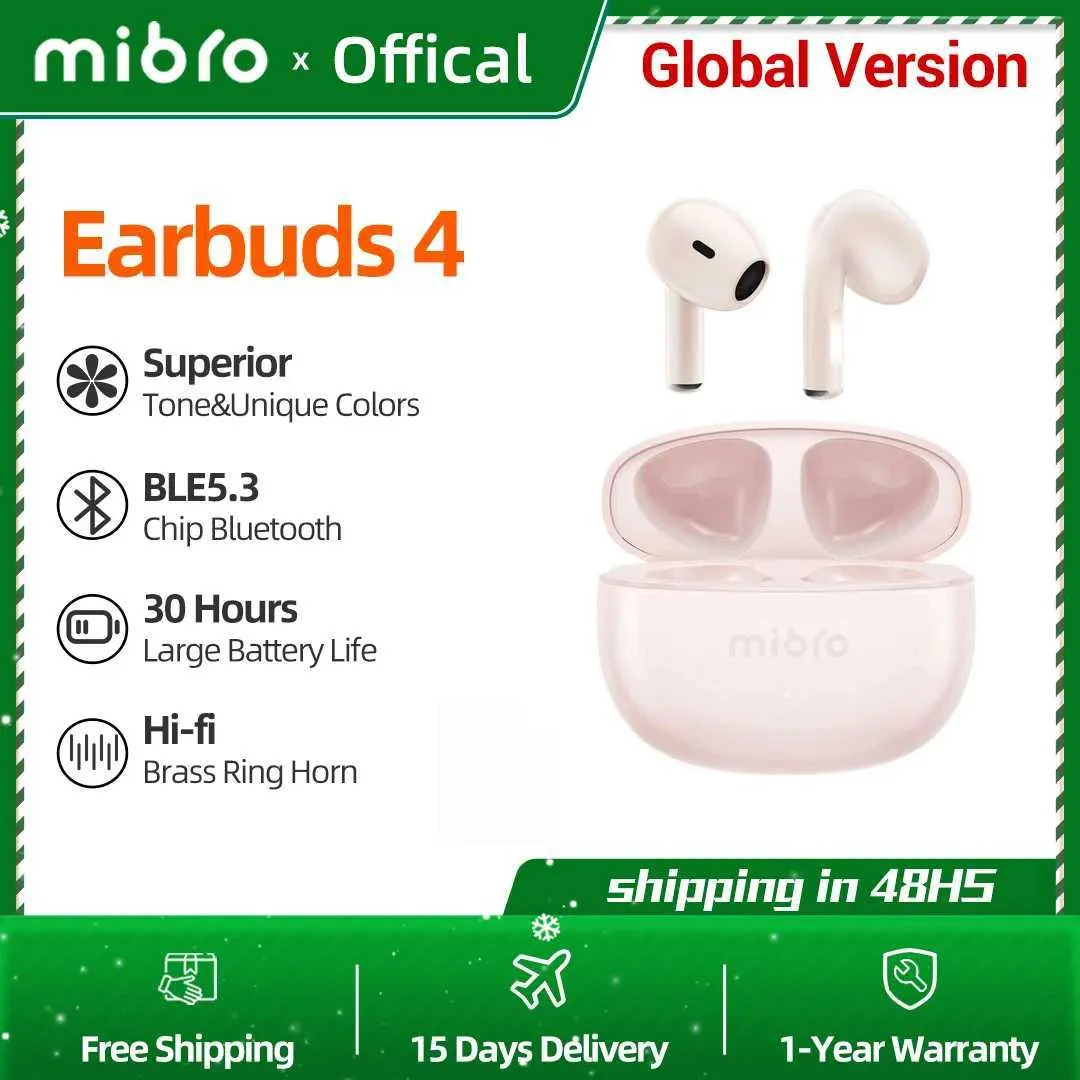 Cell Phone Earphones Mibro Earbuds4 Bluetooth Earphone Wireless Headphone Touch Control Waterproof ENC HD Call Cancellation Mini Sports TWS Headset J240123