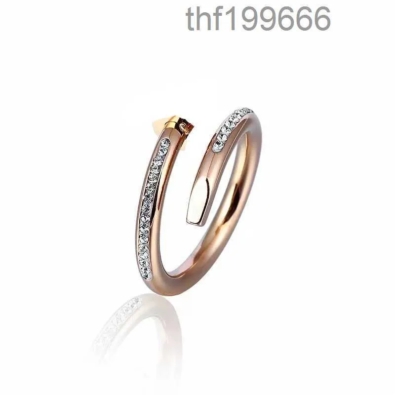 Love Rings Nail Ring One Line Par Steel Diamond Fashion Street Classic Man Women Luxurious Designer Present Letter C Gold Black Silver Non Fading Jewelrya1LQ A1LQ