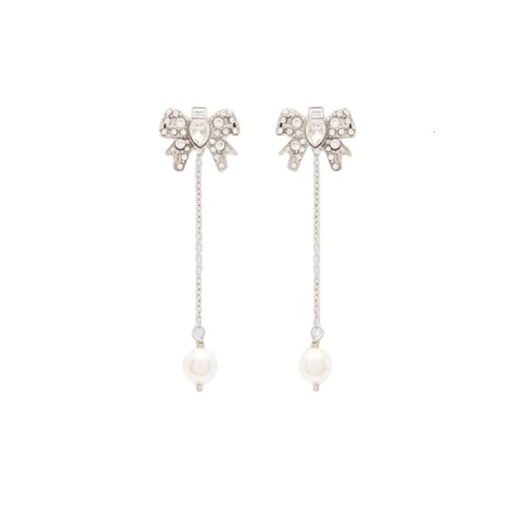 Muimu Earring Designer Women Top Quality With Box Charm Butterfly Sweet Earrings Imitation Crystal Versatile Simple Long Tassel Earrings Romantic Earrings