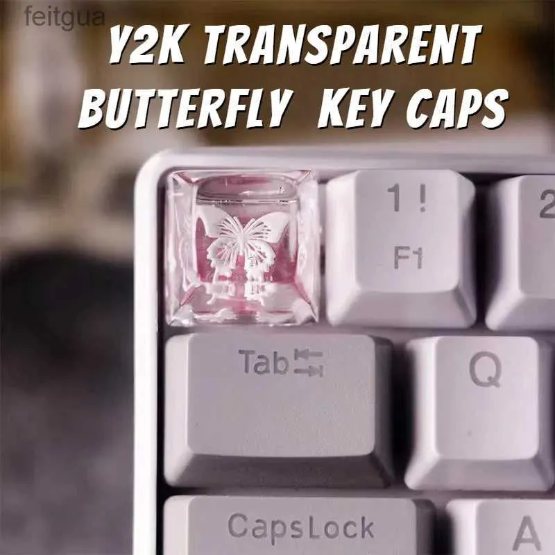Клавиатуры клавиатуры Mifuny Transparent Butterfly Cakecaps смола клавиатура DIY ручной работы милые ключи для клавиш для механических аксессуаров для клавиатуры Подарок YQ240123