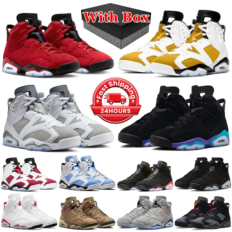 Con caja 6s jumpman 6 zapatos de baloncesto hombres mujeres 6s Toro Bravo Amarillo Ocre Gris Fresco Cromo Metálico Plata UNC Blanco Zapatillas deportivas para hombre Zapatillas deportivas al aire libre