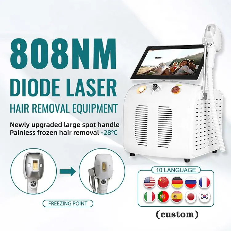 Professional Portable 808 Diode Laser Hair Removal 755nm 808nm 1064nm Ice Laser Hair Removal Machine Depilator Beauty Equipment för salong