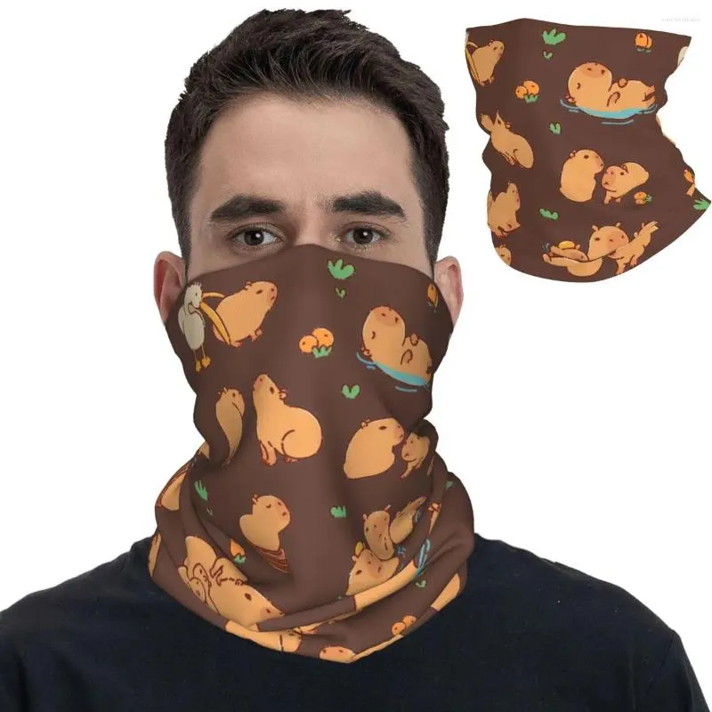 Scarves Cute Capybara And Pelican Bandana Neck Gaiter Printed Cartoon Animal Balaclavas Face Scarf Multi-use Cycling For Men Women Adult