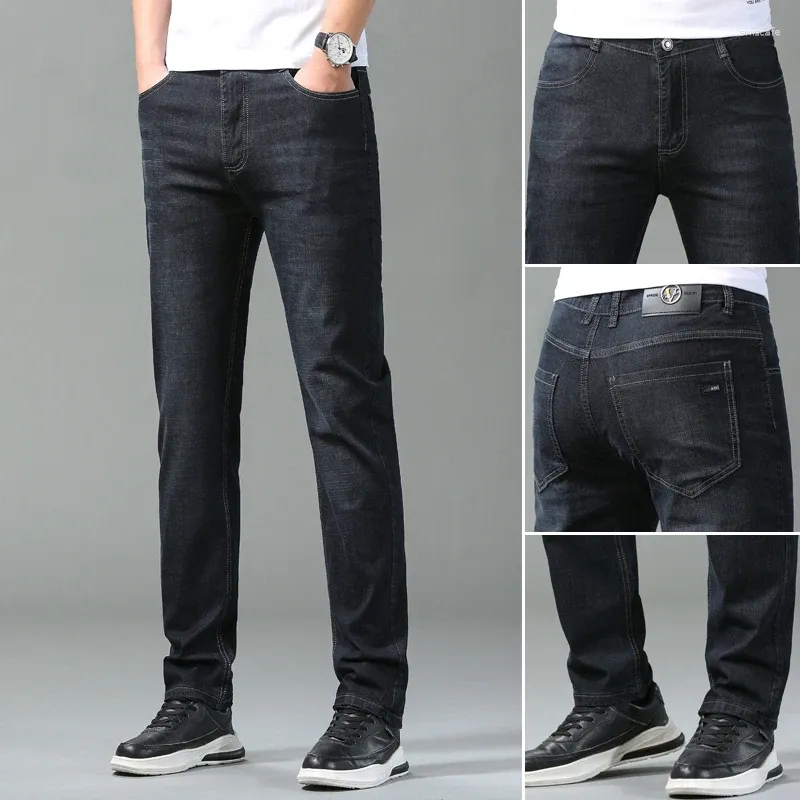 Men's Jeans 2024 Fashion Classic Slim Fit Casual Denim Pants Black Blue Business Straight Soft Trousers Skinny Streetwear