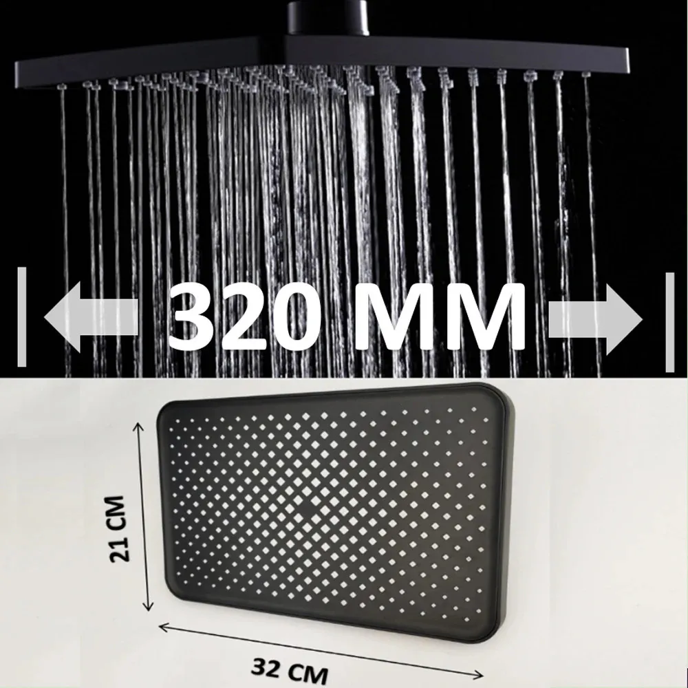 Big Panel Large Flow Supercharge Rainfall Ceiling Mounted Shower Head 360 Rotation High Pressure Abs Thicken Bathroom Shower 240122
