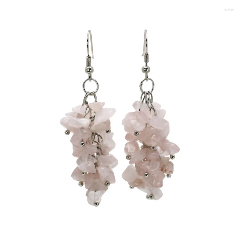 Orecchini pendenti 1 paio Moda romantica etnica Rosa rosa cristallo 6 cm lunghi gioielli fatti a mano Pendientes Brincos per le donne Ragazze