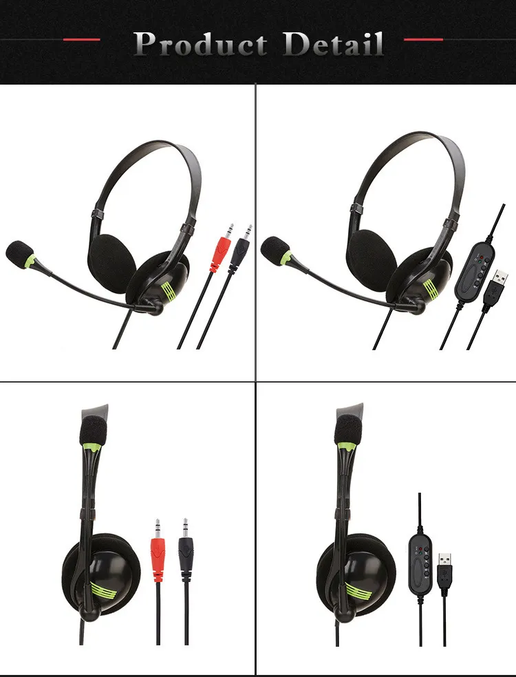 2024NEW USB computer headset business operator headset wired headset in-line headset, sales customer service, with microphone, with retail packaging