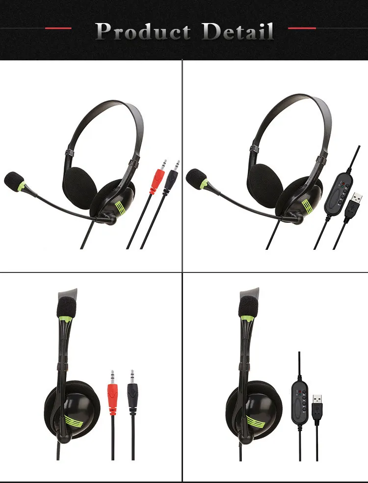 2024New USB Computer Headset Business Operator Headset Wired Headset In-Line Headset, Sales Customer Service, med mikrofon, med detaljhandelsförpackningar