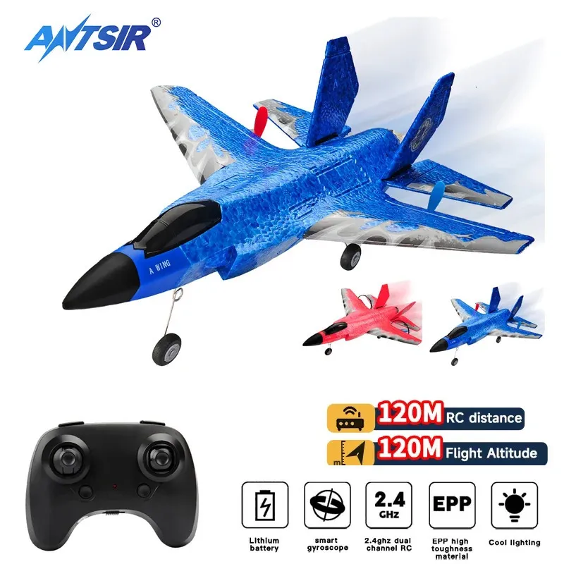 RC Plane F35 2.4G 2CH Airplan med LED -lampor Fixat vinge Epp Foam Flying Model Glider Toys Children Toys Gifts 240118