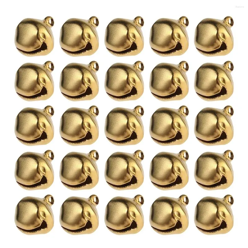 Fontes de festa 100 peças sino de artesanato de natal 12mm contas de natal diy para decoração de férias amuletos fabricação de joias (dourado)