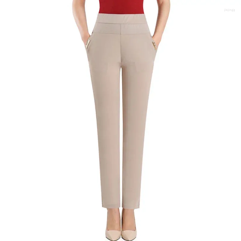 Frauen Hosen Koreanische Mode Volle Länge Bleistift Hose Anzüge Büro Dame Hohe Taille Dünne Casual StretchTrousers 4XL 5XL